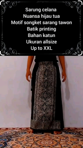 Sarung Celana Motif Songket Batik Printing Warna Hijau Tua