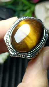 Tiger Eye Crystal Stone S925 plated adjustable Ring 虎眼石水晶石可调节戒指 镀S925银 超美