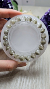 [Certificate]💯Premium Grade Natural Half bowl Grey Green Phantom Bracelet 9mm+💯天然聚宝盆灰绿幽灵手串手链9咪+【附证书】