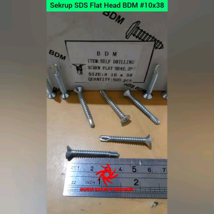 (50 pcs) SDS FH 10x38 Skrup Roofing Flat Head 4CM