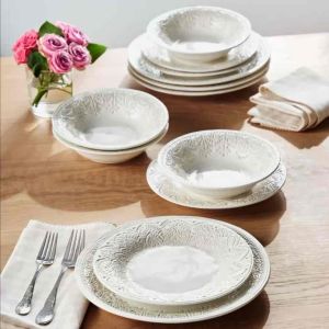 The Pioneer Woman Vintage Lace Ceramic 8.75-inch Salad Plate Linen Lunch Plate