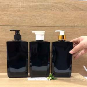 Chai lọ nhựa Pet 500ML Màu Đen Dáng Dẹp Vuông có vòi nhấn đủ kiểu đủ loại. Đựng dầu gội sữa tắm…