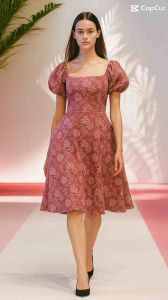 Puff Sleeve Square Collar Sundays Best Formal Below the Knee Length fit to Medium and Large