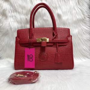 Túi xách da voi thật màu đỏ kích thước 26.7cm-18.5cm-11cm