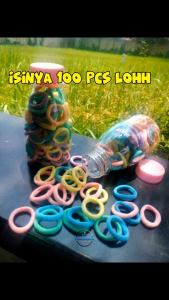 Ikat rambut donat warna warni free botol