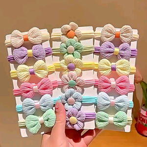 Set 6 dây cột tóc cho bé gái hình hoa nơ đủ màu sắc dễ thương