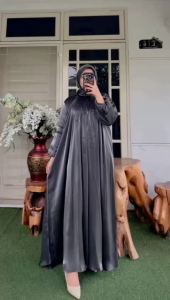 Bajuku Tren Gamis Set Hijab Glosy Premium Kaftan Polos Mewah Pesta Lebaran Maksi Dress Syari Polos Shimer Zaskia Arabian