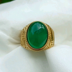 CINCIN BATU AKIK HIJAU GARUT RING TITANIUM