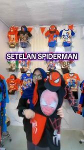 Kostum baju anak Spiderman panjang FREE TOPI UNTUK ANAK 1-10 TAHUN BISA COD