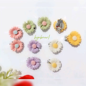 Hijabnur1 - Sepasang Anting Klip Bunga Daisy Handmade