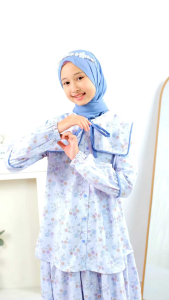 ONE SET ROK ANAK PEREMPUAN TEEN KOREAN SETELAN ROK ANAK DAN REMAJA ZEVA BY CUTETRIK WARNA BIRU SIMPEL CASUAL CANTIK 10 12 14 TAHUN