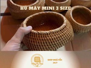 (Kho sỉ có hỏa tốc) Hũ mây mini MÂY TRE VIÊT đựng bánh kẹo decor