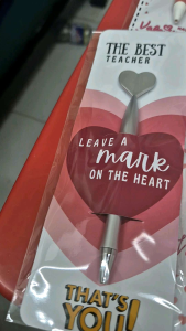 heart shaped pen with witty back card