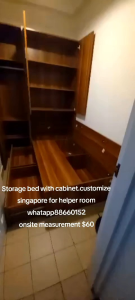 Storage bed with cabinet customize singapore for helper room /bomb shelter/store room/utility