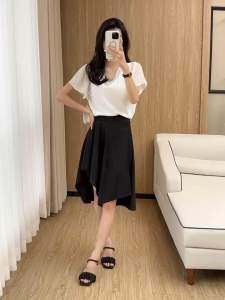（READY STOCK）Women‘s Summer A-Line Skirt Irregular Knee Skirt (Inner Pants)