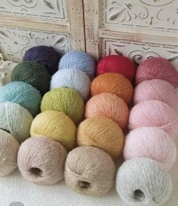 Len Susan Mohair Ánh Kim Sa Đan Áo Khăn 50gr