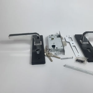 Handle Set Kunci Pintu Aigo Premium Hitam Ring Silver Ukuran Tanggung Besar 20 25 Cm - Gagang Handle Kamar Utama Aksesori Keamanan Pintu Aigo Desain Elegan Gagang Kunci - Lazada