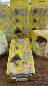 [ยกแพ็ค 8 ห่อ] DODOLOVE ทิชชู่เปียก ขนาดพกพา ทิชชู่ห่อเล็ก ทิชชู่ ผ้าเช็ดทำความสะอาดสำหรับเด็ก สูตรอ่อนโยนสูตรมือและปาก