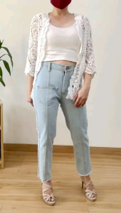 ECLAIRE 003 Cardigan Outer Luaran Rajut Crochet Lengan 3per4 Kasual Korea Mode Santai Import 32110