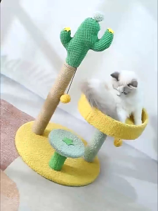 [SG🚚] Cactus Climbing Frame Cat Jumping Platform  Sisal Post Claw Grinding Plush Toy  Multi-Functional Climbing Frame