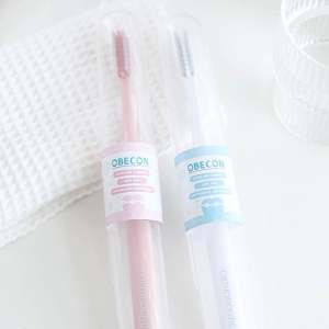 สีฟัน OBECON สำหรับคนจัดฟัน สีชมพู พาสเทล 1 ด้าม ขน ประกันไหมเฟ้อ คุณภาพมืออาชีพ