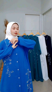 abaya mewah payet mutiara laut swarovski by laris fashion / gamis jalan jalan / gamis pengajian / gamis hitam gamis putih / gamis terbaru / gamis murah berkualitas