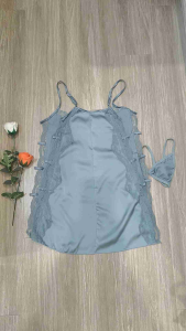 GIÁ SỐC-HCM-Váy ngủ bằng lụa có dây rút điều chỉnh eo kèm quần chip- 1562- Roha Boutique Tặng quà đơn 20K.