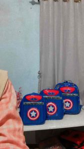 Tas anak sekolah laki-laki karakter captain Amerika lampu LED