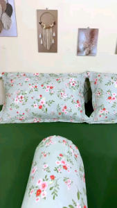 Sprei Kaos Confetti Karet Keliling + Sarung Bantal Guling Katun Motif Richelle