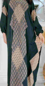 KAFTAN LEBARAN MOTIF BATIK SEGITIGA BAHAN RAYON PREMIUM