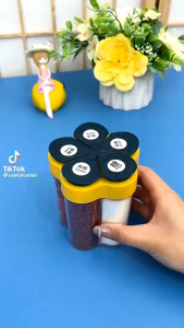 Tempat kotak bumbu 5 in 1 sekat tabur model bunga kotak wadah bumbu dapur