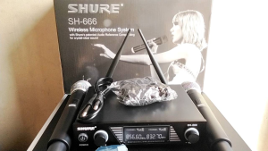 Mic Wierless Shure SH 666 Duel Mic Handheld Free Koper Mic