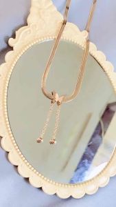 Kalung titanium kupu- kupu juntai pentol rose gold CXB27052000