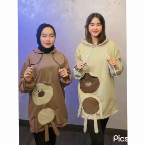 PARIROO HOODIE WANITA 3D BROWNIES BEAR BAHAN PREMIUM FLEECE / HODIE CEWEK KOREAN STYLE TERBARU KEKINIAN