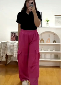 Celana Wanita Kulot Cargo Knit Hornet Premium Tebal Terlaris