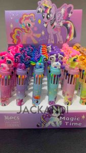 Pulpen Anak 10 Warna Little Pony Rainbow Pen Cetek Lucu Karakter Kartun 0.5mm
