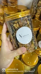 [SG INSTOCK] Transparent Container Bottle with Gold Rose Pink Lid for Cookies Bakes Goodies