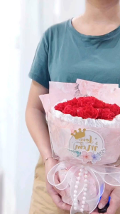2025 Mother’s Day Carnation Soap flower bouquet with Paper bag and LED lights