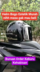 helm bogo TERLARIS retro dewasa bogo garis classic - cod good quality hitam doff hitam kilap mearh putih biru coklat abu abu pria wanita dewasa set kaca cembung datar