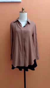 atasan kemeja wanita coksu RADWAH cewek M L XL lengan panjang MEWAH oversized jumbo