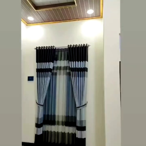 gorden jendela pintu Ruang tamu gorden minimalis motif garis   tinggi 250cm terbaru bahan super tebal beludru  MEWAH CANTIK model smokring