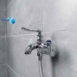 Vòi củ hoa sen tắm lạnh đồng thau xi bóng cao cấp nước mạnh mẻ 2 chế độ nước Rina RN8904