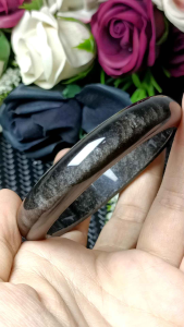 High Grade Silver Obsidian Crystal Stone bracelet 58mm+ 精品亮光眼天眼猫眼招财银曜石手串 58mm+