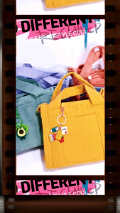 มินิมอล ผ้าลูกฟูก กระเป๋าผ้ารุ่นใหม่ ทรง mini tote bag กระเป๋าสะพายสำหรับผู้หญิง