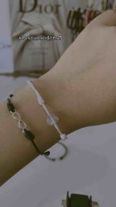 { SDH DPT 2 } Gelang Couple Love Transparan Tali Hitam Putih // Gelang Love Tali Anti Air Couple