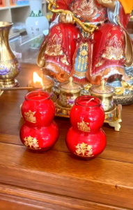 大红招财葫芦油灯蜡烛酥油感恩家用佛灯无味防风无烟福禄招财灯38/60小时
