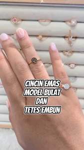 CINCIN WANITA EMAS KADAR 8K DAN 6K MODEL PERMATA KOMBINASI HITAM KODE CK 358