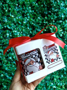 CHRISTMAS COFFEE MUG complete with BOX RIBBON and TAG perfect GIFT this HOLIDAY SEASON