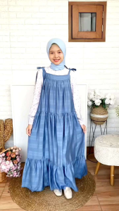 ONE SET OVERALL TALI BISA DI ADJUST GAMIS CUTETRIK TERBARU CIRA ANAK TANGGUNG DAN REMAJA TEENAGER BIRU