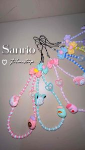 Phone Strap Karakter Sanrio Milky Love Ribbon Pastel Beads Tali Gantungan HP Phonestrap Karakter Kuromi Melody Cinamoroll Pompompurin Pochacco Hellokitty Lucu Tali Handphone Phonestrap